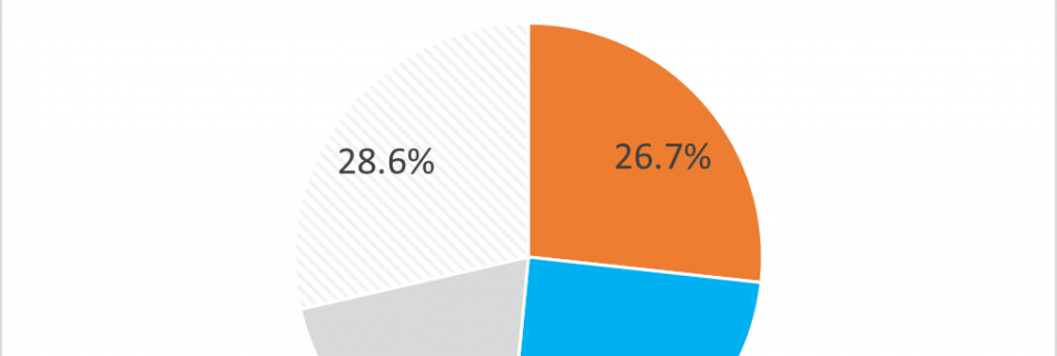Pie chart showing percentages voting in UK 2016 EU referendum as proportion of UK population.Leave 26.7%, Remain 24.8%, Did not vote 19.9%, unable to vote 28.6%