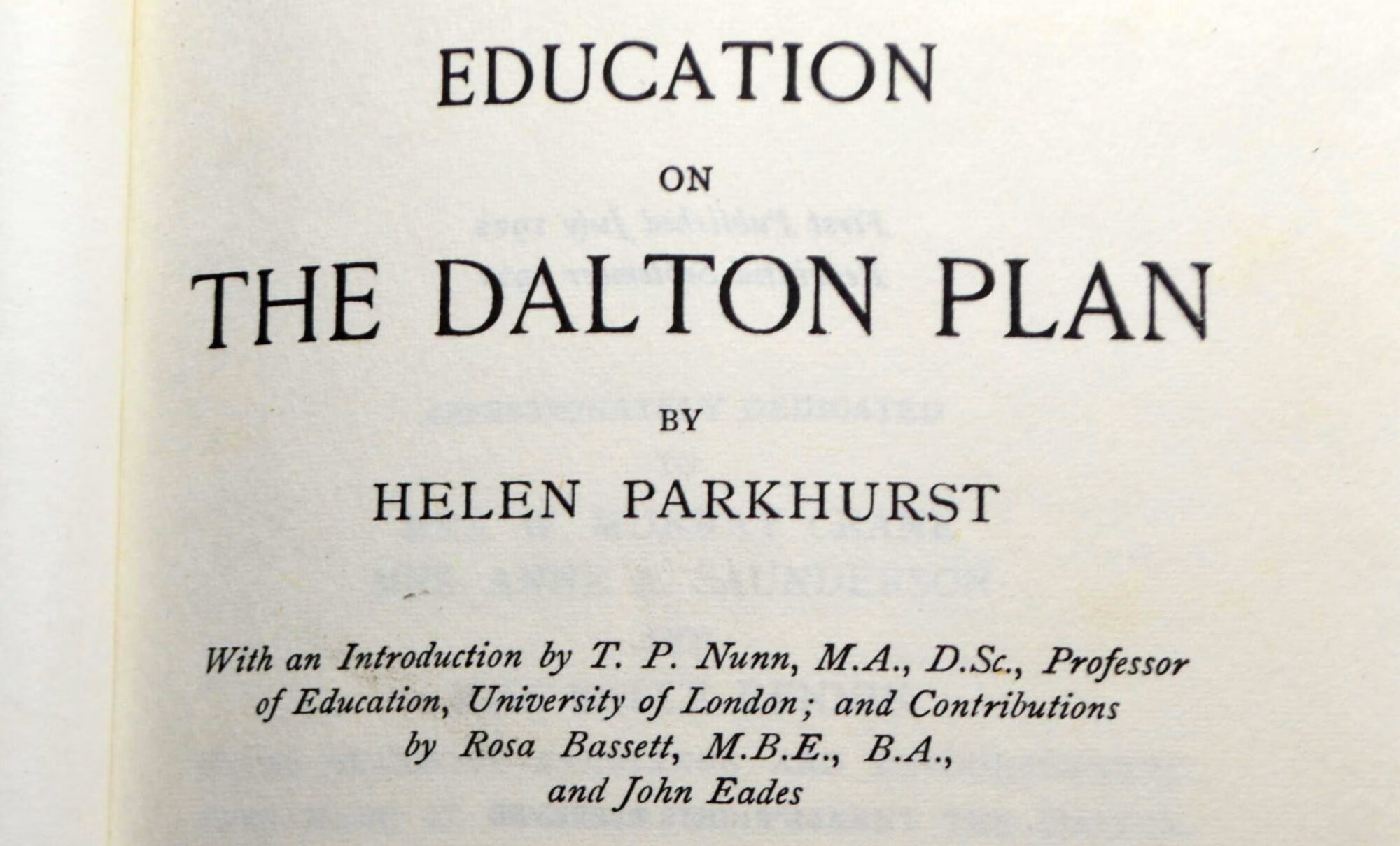 Title page of "Education on The Dalton Plan by Helen Parkhurst"