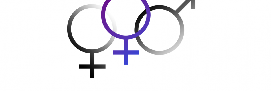 alchemical symbols for male, female either side of third symbol combining both.